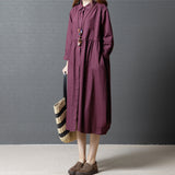 Cotton And Linen Long Dress New Loose Pullover Robe Literary Large Size Ethnic Style Long Skirt