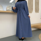 Clean Color Full Button Slim Fitting Dress