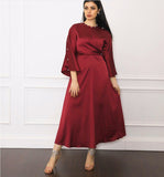 Middle Eastern Silk Satin Lotus Sleeve Dress