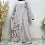 Women's Fashion Embroidered Long-sleeved Slim-fit Robe