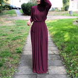 Women's Solid Color Middle Eastern Muslim Long Dress