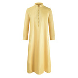 Men'S Robe Solid Color Embroidered Middle East Muslim Long-Sleeved Foreign Trade Robe