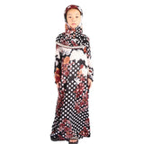 Robe Hui Girl Clothes Middle Eastern Islamic Floral Cloth Kids Prayer Robe