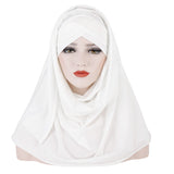 Milk Silk Monochrome Scarf Hat Muslim Ladies Fashion Patch Hijab
