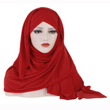 Milk Silk Monochrome Scarf Hat Muslim Ladies Fashion Patch Hijab