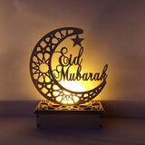 Wooden DIY Muslim Islamic Palace LED Eid Mubarak Decoration