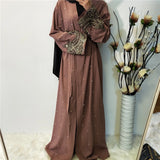 Long Sleeved Embroidered Beaded Robe Arabic Long Cardigan