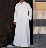 Arabic Style Simple Long Men's Hooded Shirt Muslim Robe