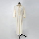 Ethnic Style Loose Casual Embroidery White Muslim Robe